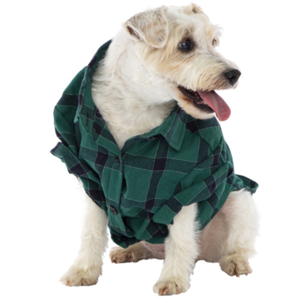 NEW Dog Pet Plaid Green Button Down Shirt Halloween Costume Fall Winter